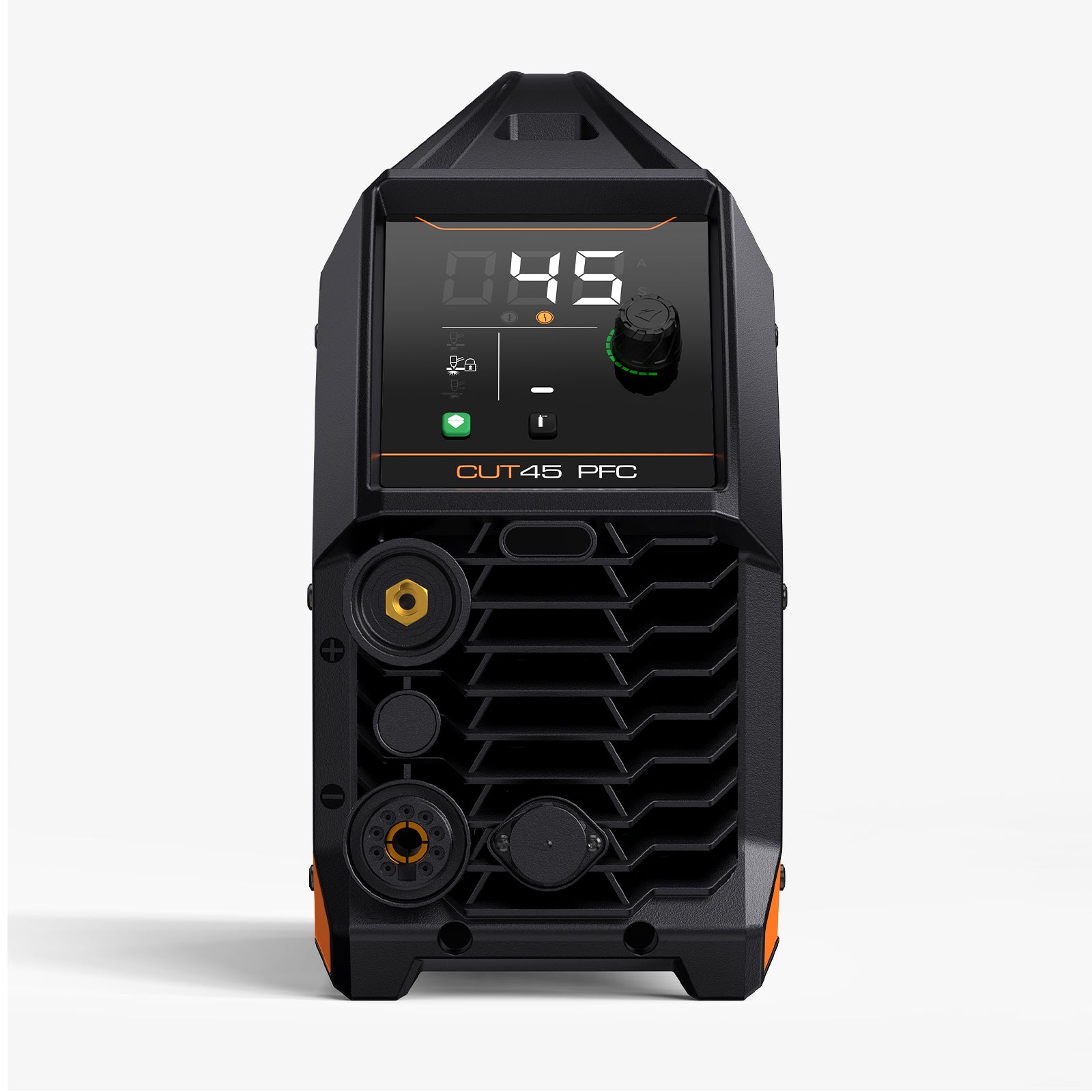 CUT45 PFC plasma cutter with digital display, control knob, and front input ports