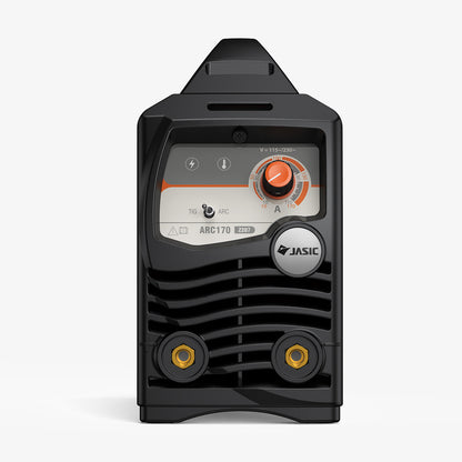 Front view of ARC170 stick and TIG welder with control knob and dual output connectors