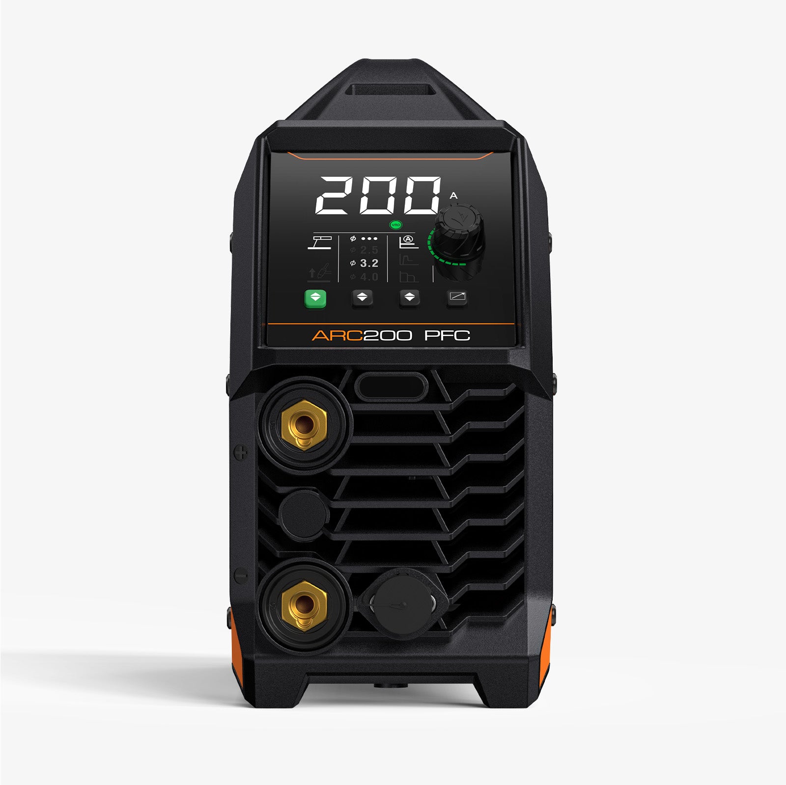 Black and orange welder on a white background