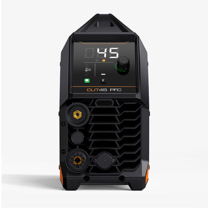 CUT45 PFC plasma cutter with digital display, control knob, and front input ports